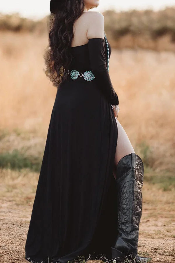 Pretty One Shoulder Slit Dress