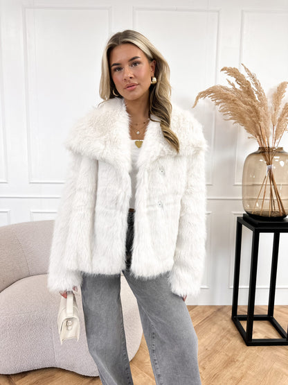 Chloe faux fur jas off white