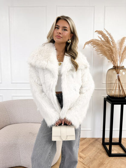 Chloe faux fur jas off white