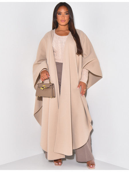 Long cape in textured fabric