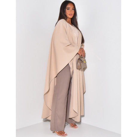 Long cape in textured fabric